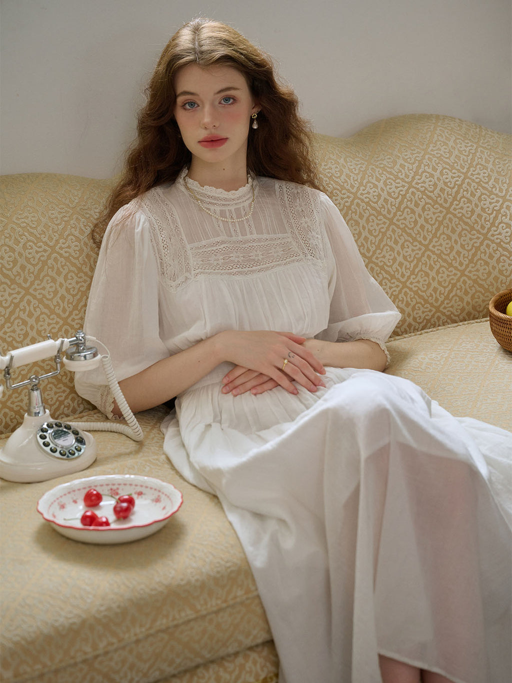 Lace Panel White Dress