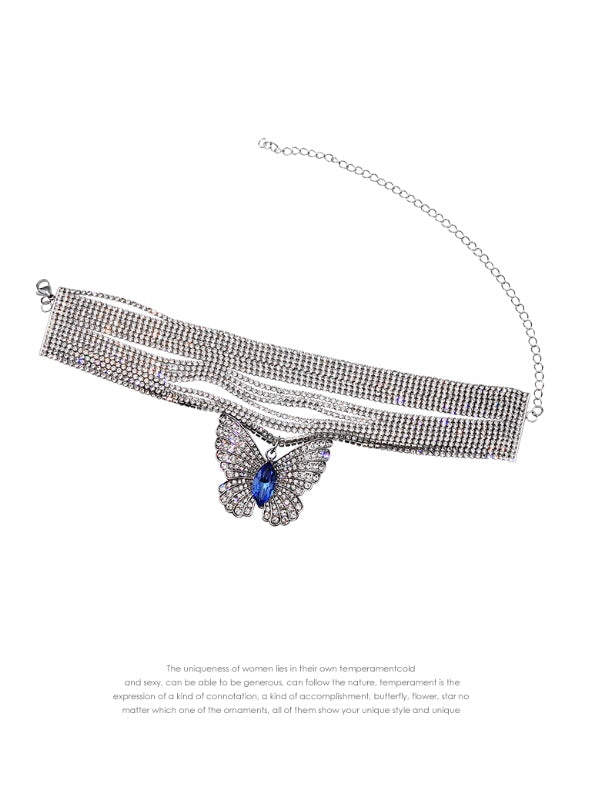 Blue Butterfly Crystal Choker