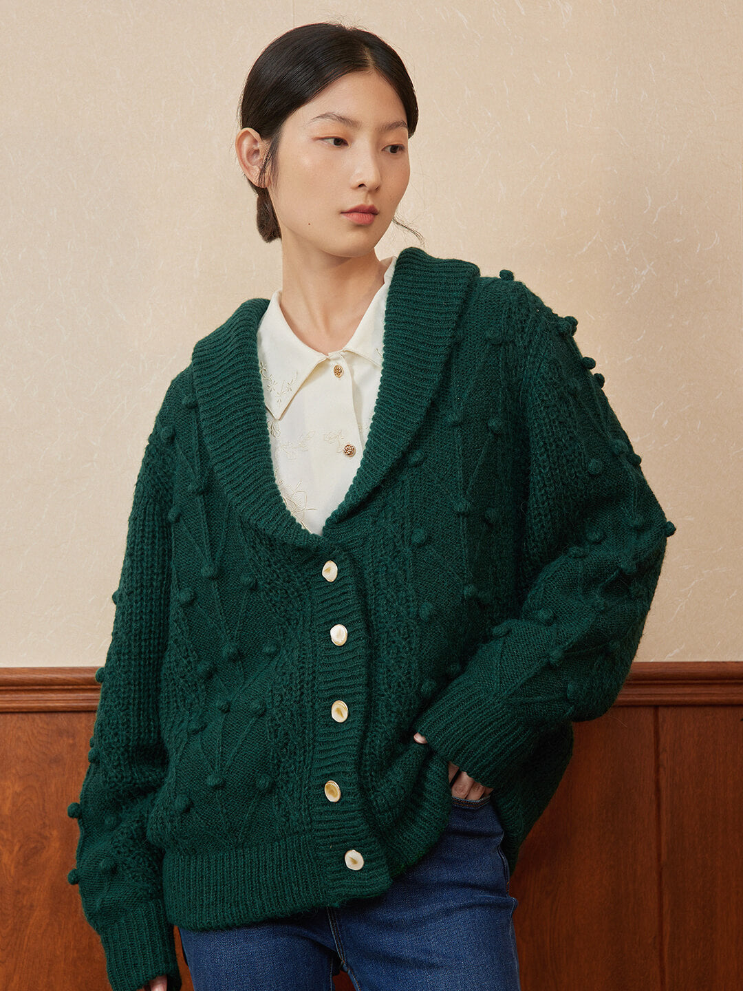 Green Knitted Cardigan