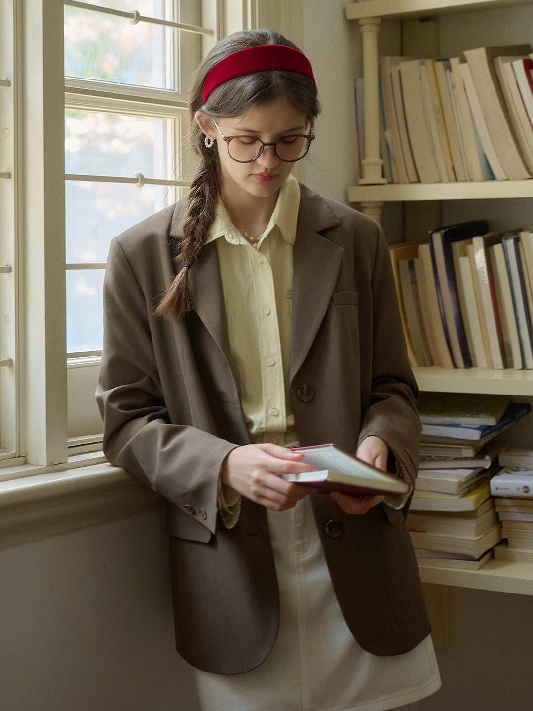 Classic Notched Lapel Pocket Back Slit Blazer